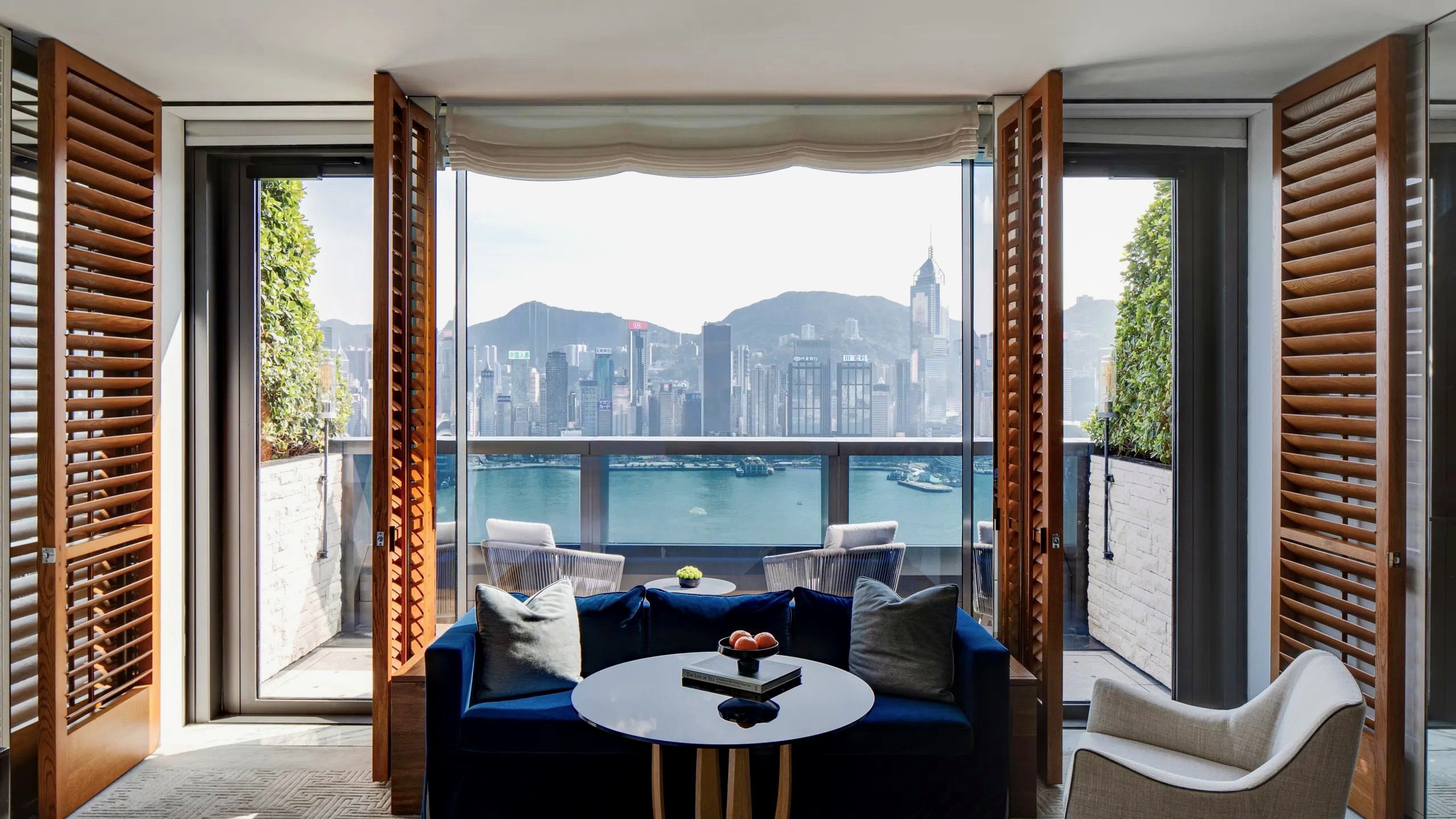 Suite terrace overlooking Victoria Harbour, Hong Kong