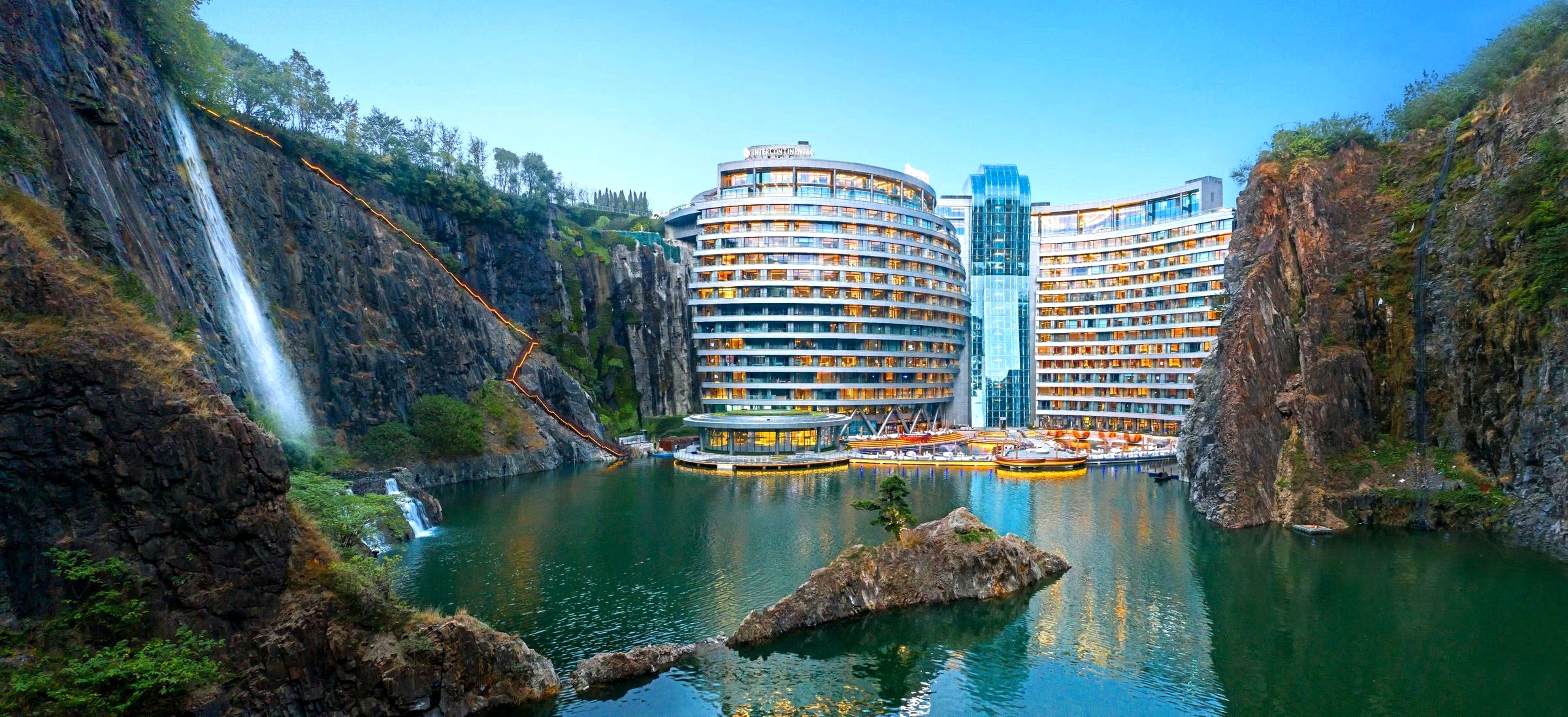 InterContinental Shanghai Wonderland set into a quarry cliff face