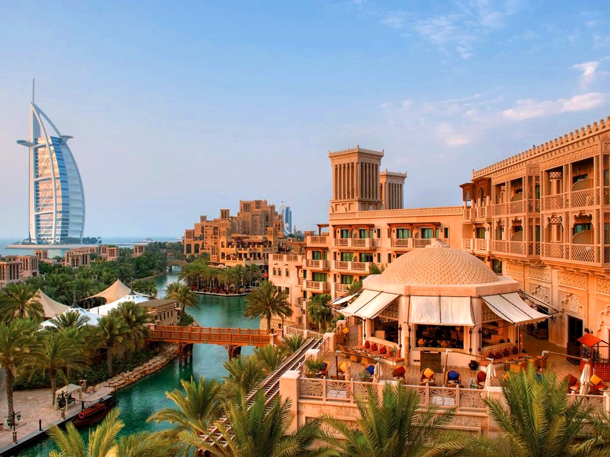 Madinat Jumeirah waterways with the Burj Al Arab beyond