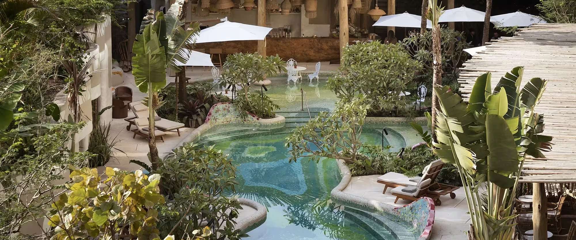 The planted garden pool at Rosewood Sao Paulo