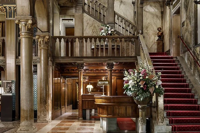 The Venetian Gothic staircase in the lobby of the Hotel Danieli, Venice