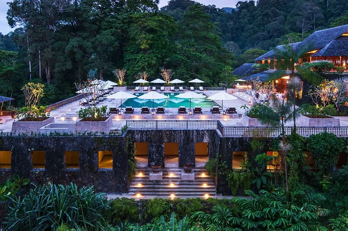 The rainforest resort and pools at The Datai Langkawi