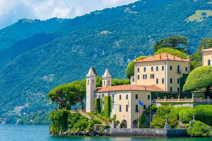 Villa del Balbianello and its terraced gardens above Lake Como